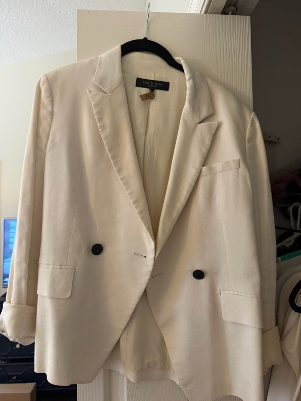 rag & bone Cream Blouse with Black Label